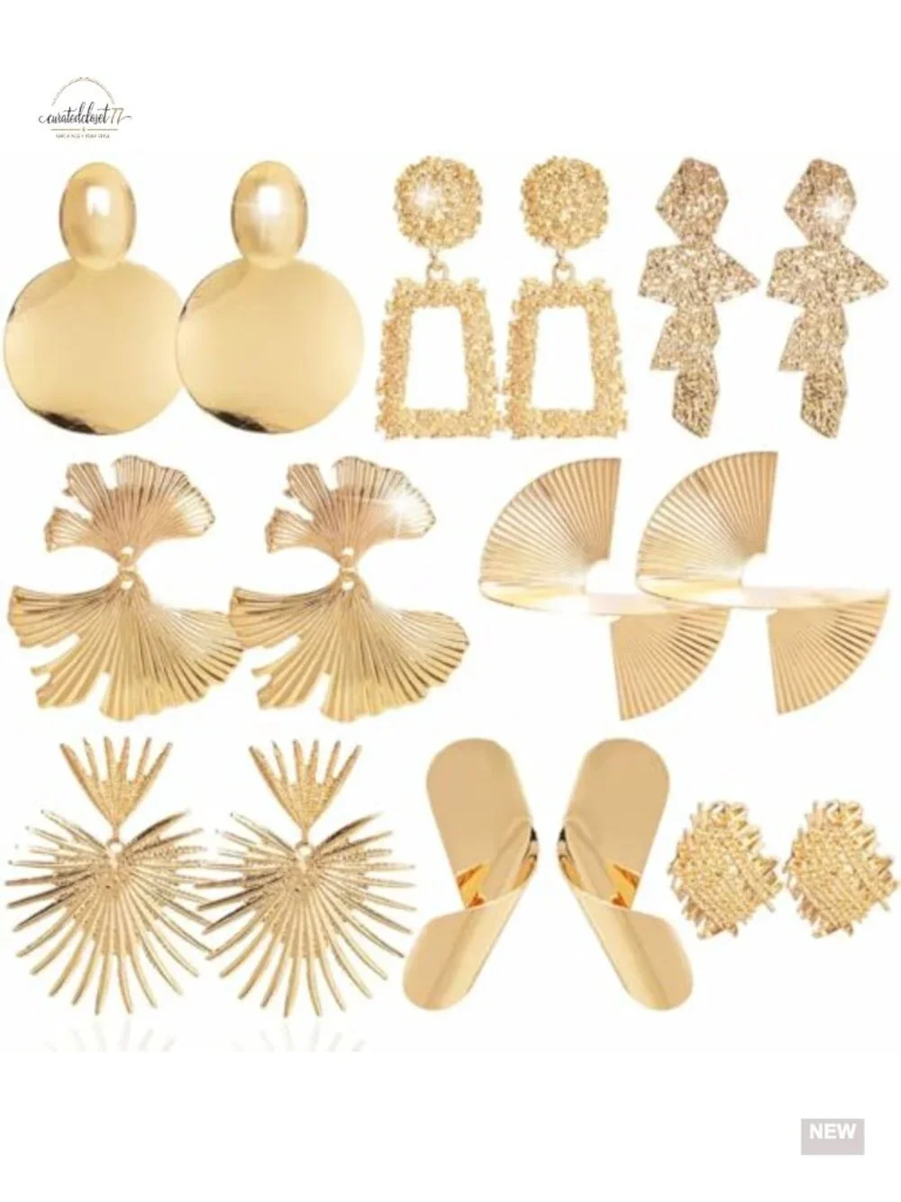 8 Pairs Gold Dangle Earrings Set, Geometric Drop Earrings for Women, Trendy